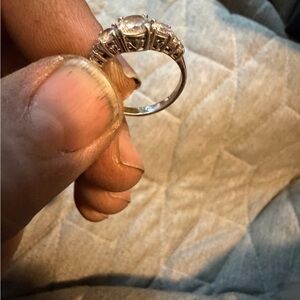 Sterling Silver Three-Stone Women's Ring with Clear Stones